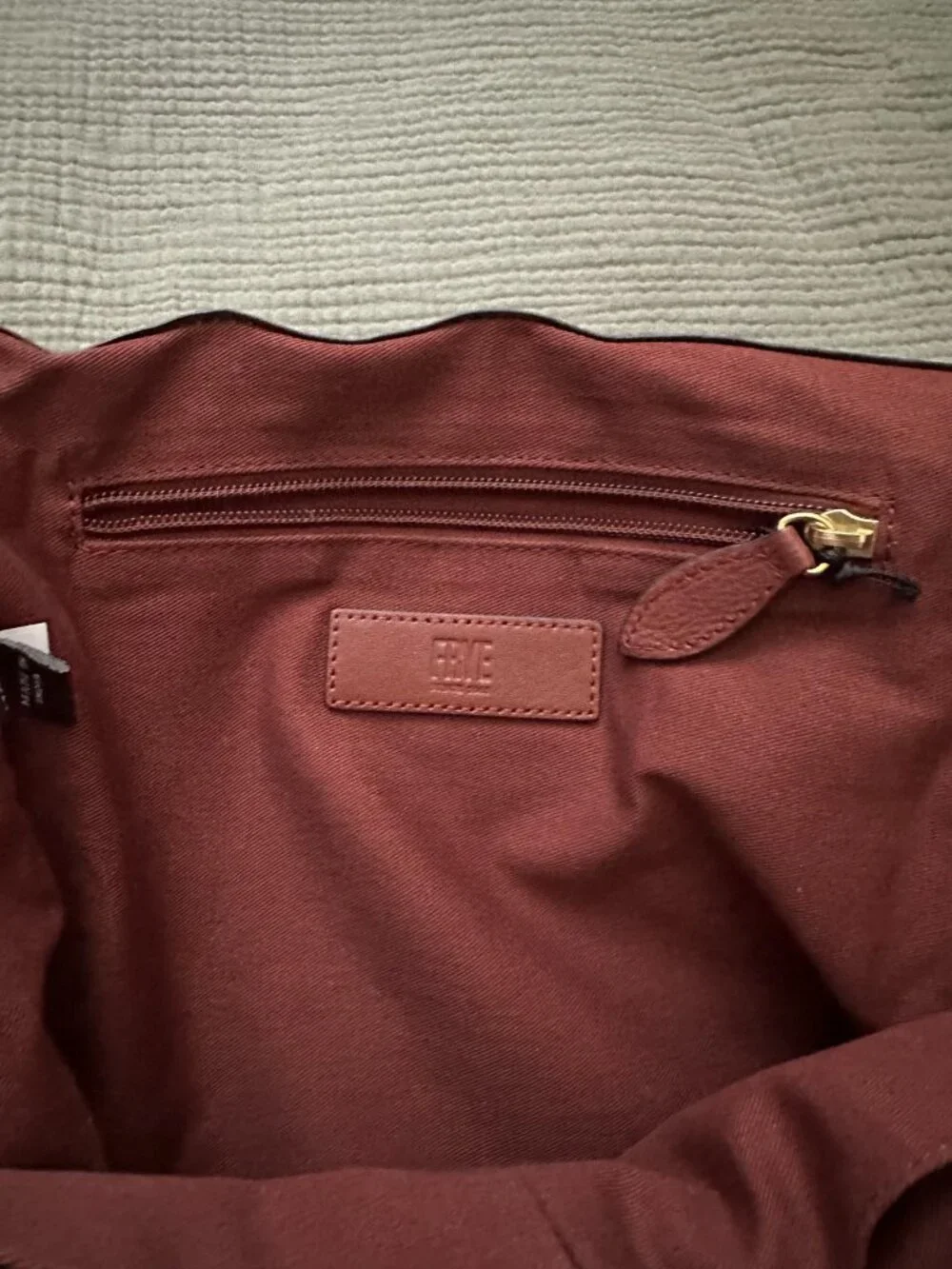 FRYE Cognac Brown Leather Ring Tote Shoulder Bag Large